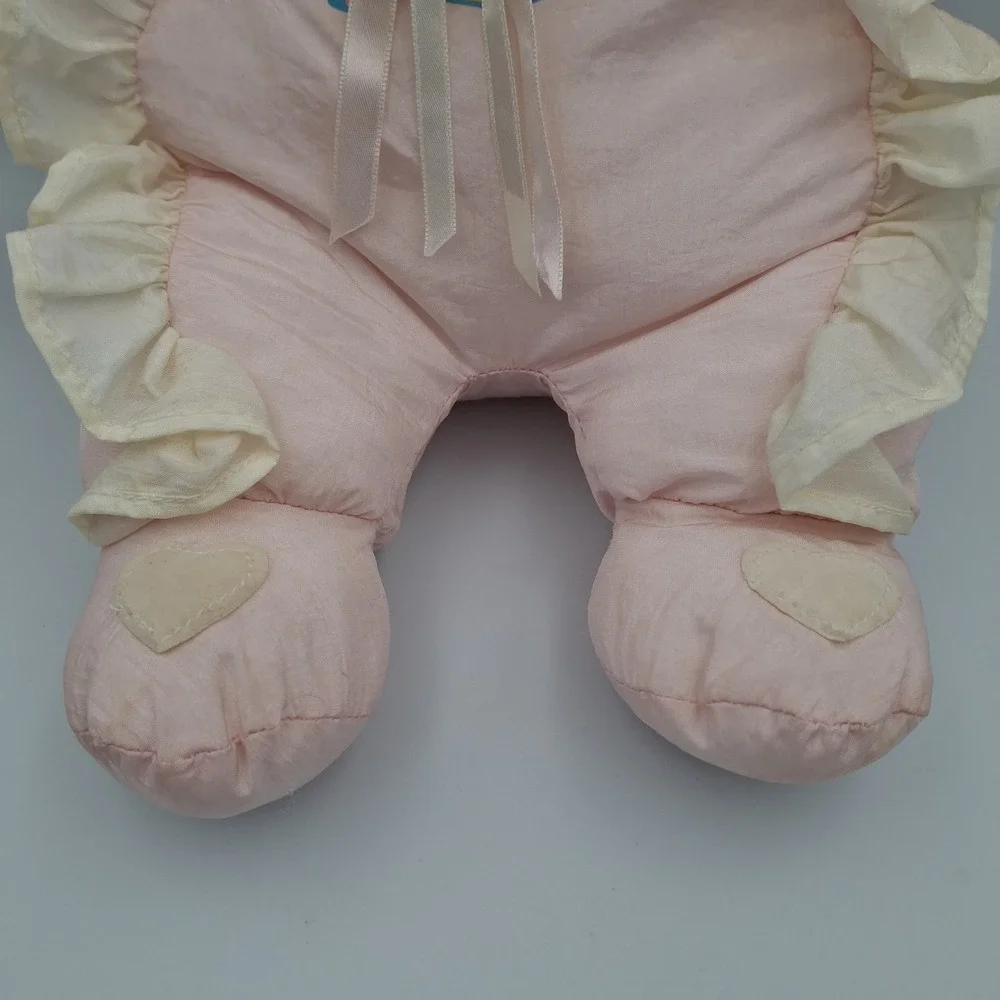 Nylon Dandee Soft VTG Expressions My First Baby Doll Rattle Plush Toy Light Pink